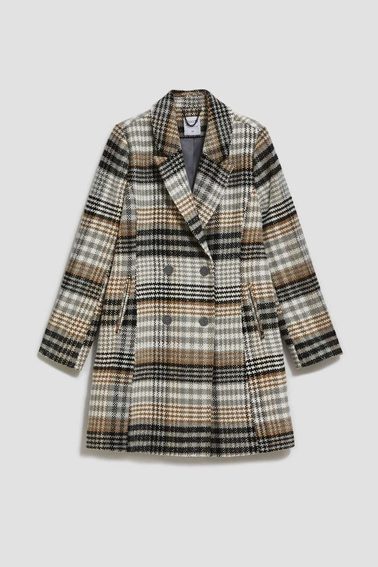 Dwurzędowy płaszcz w kratę