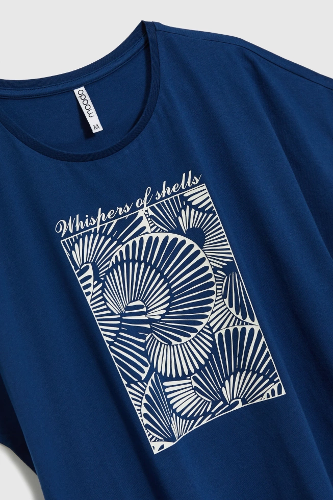 Bawełniana bluzka z nadrukiem granatowa