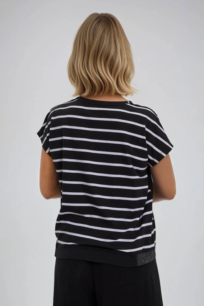 Bluzka z bawełny z printem czarna