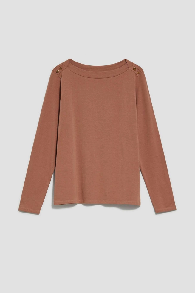 Bawełniana bluzka z długim rękawem kawowa