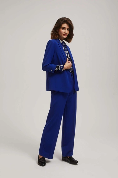 Gładka marynarka z rękawami 3/4 niebieska