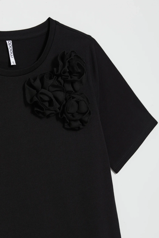Bawełniana bluzka z aplikacją czarna