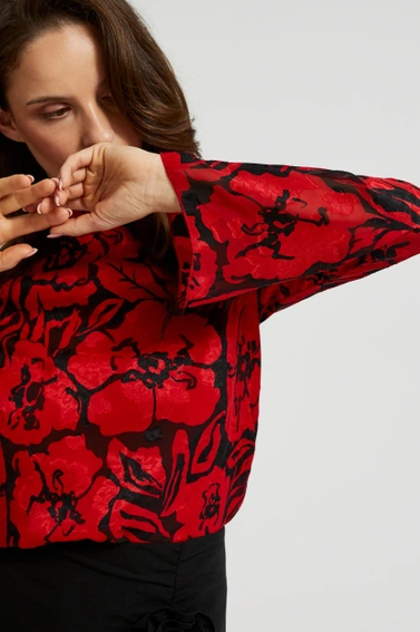 Koszula z wzorem kwiatów i szerokimi rękawami czarna