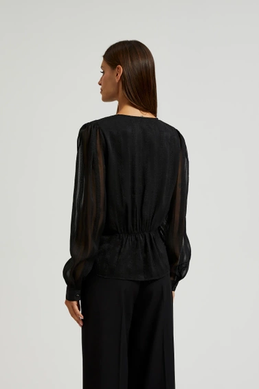 Elegancka koszula z dekoltem w serek czarna