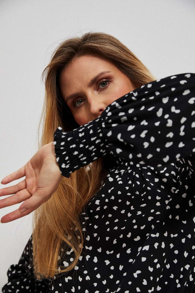 Koszula z printem i bufiastymi rękawami