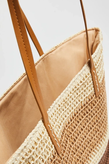 Duża plażowa torba beżowa