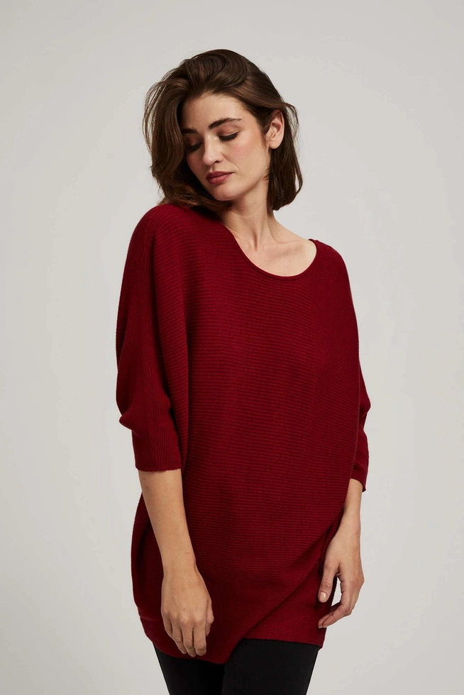 Sweter typu nietoperz bordowy