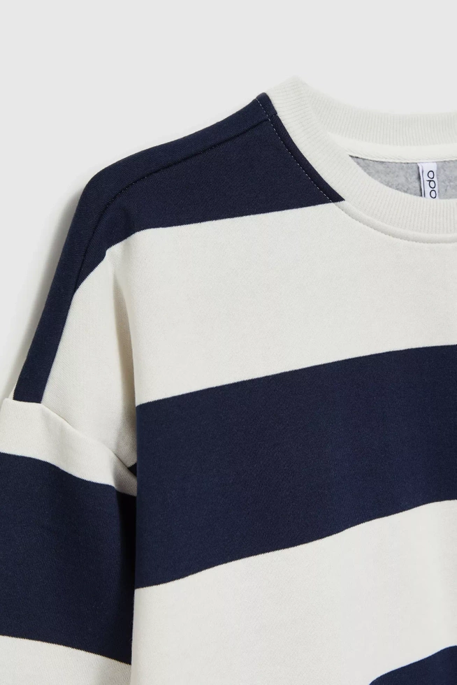 Bluza wkładana przez głowę w szerokie pasy granatowa