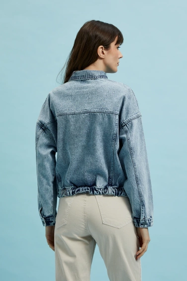 Jeansowa kurtka zapinana na zamek niebieska