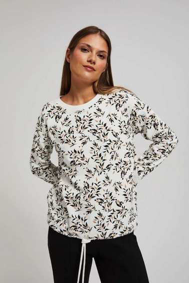 Bluza z wiązaniem w pasie i nadrukiem