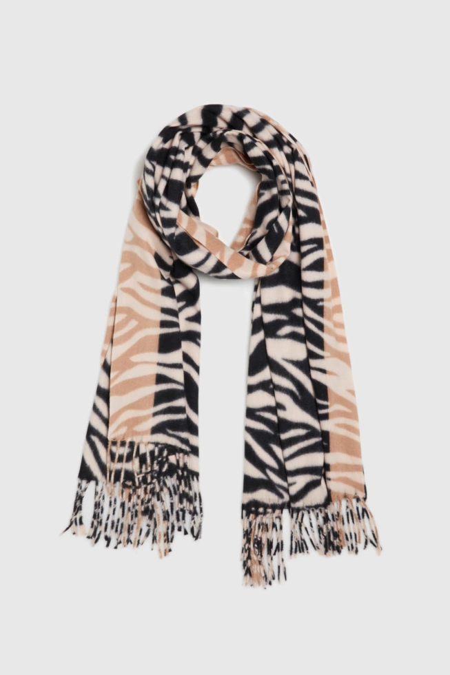 Szal w zwierzęcy wzór beżowy