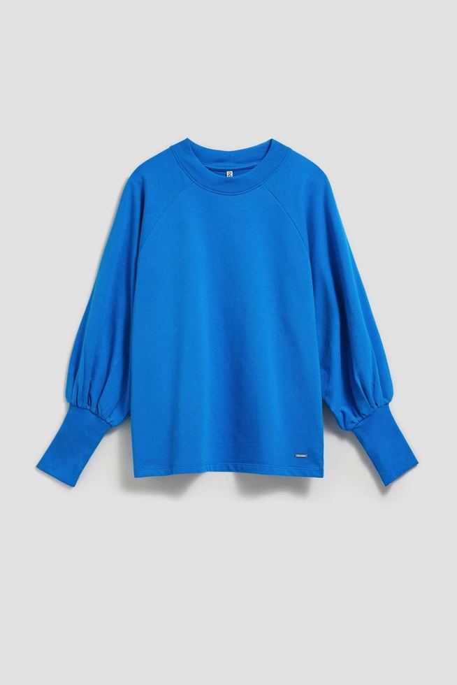Bluza z bufiastymi rękawami lazurowa