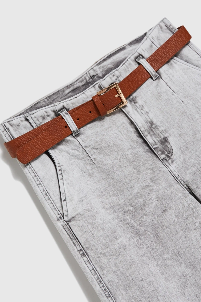 Jeansy z nogawkami o długości 3/4 szare