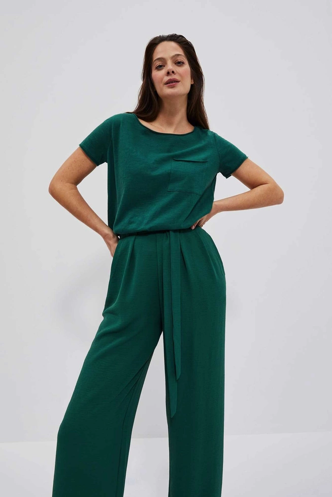 T-shirt oversize z kieszonką malahitowy