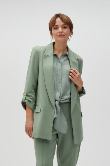 Marynarka z podwijanymi rękawami oliwkowa