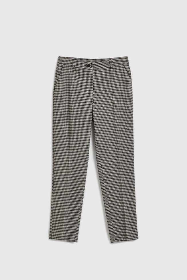 Eleganckie spodnie w pepitkę beżowe