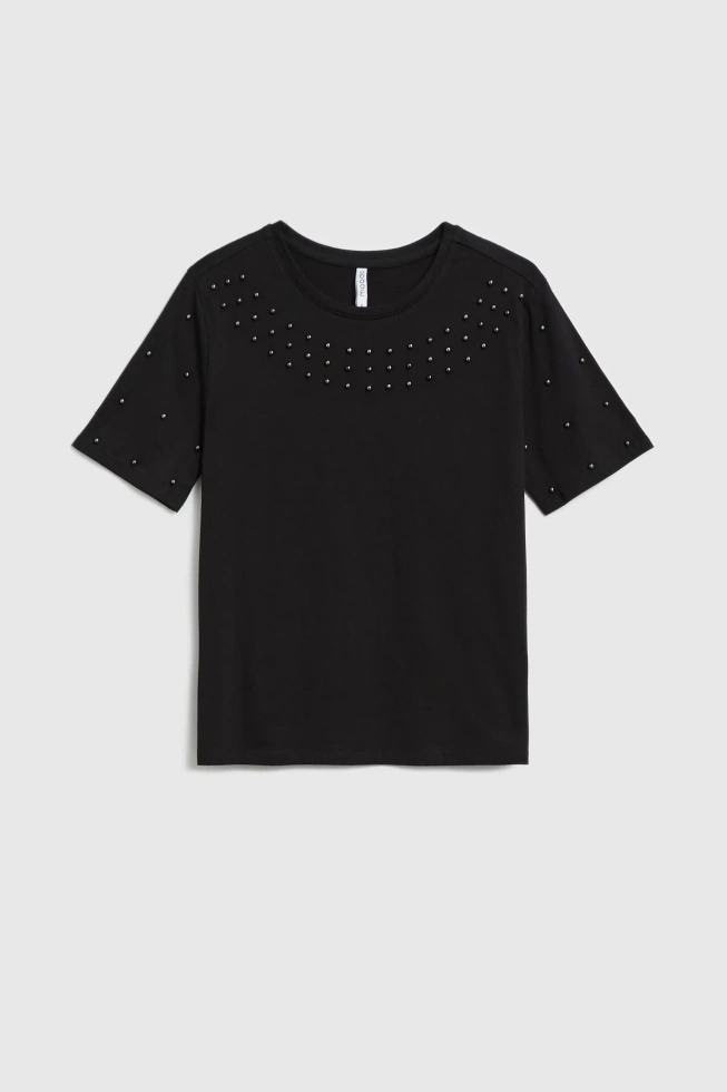 Bluzka z koralikami czarna