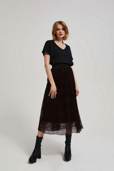 Rozkloszowana spódnica midi kasztanowa