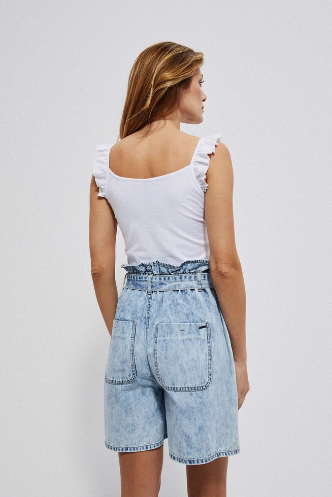 Top z ozdobnymi ramiączkami biały