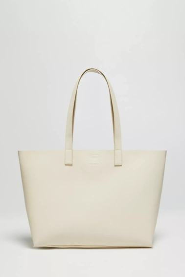 Torba shopper na długich paskach beżowa