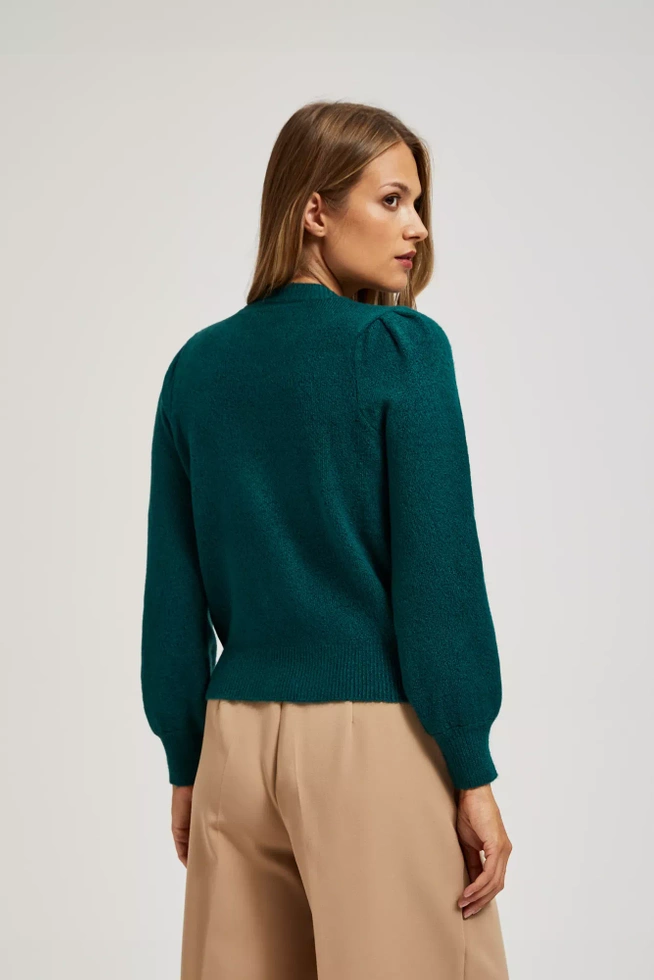 Kardigan z ozdobnymi guzikami szmaragdowy