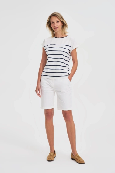 Bawełniana bluzka w paski granatowa