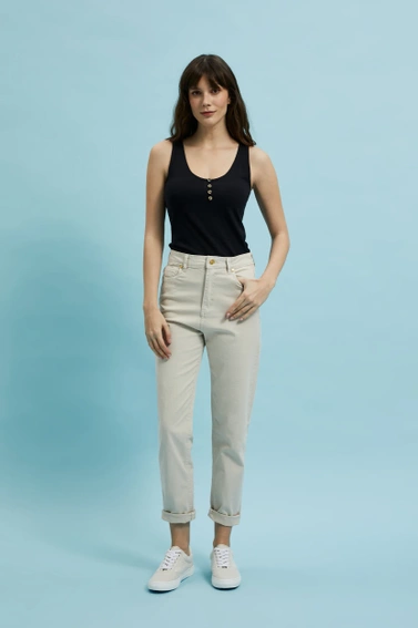 Gładki top z guzikami czarny