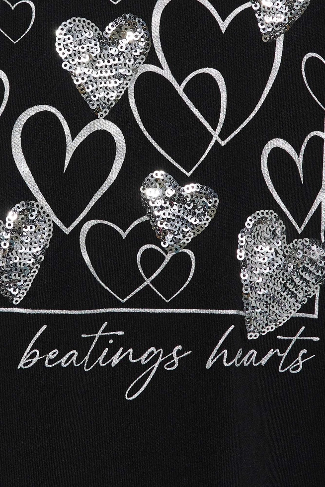 T-shirt z nadrukiem serc czarny