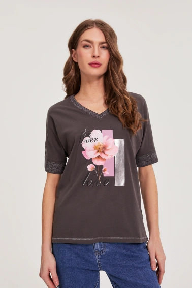 Bluzka z nadrukiem brązowa