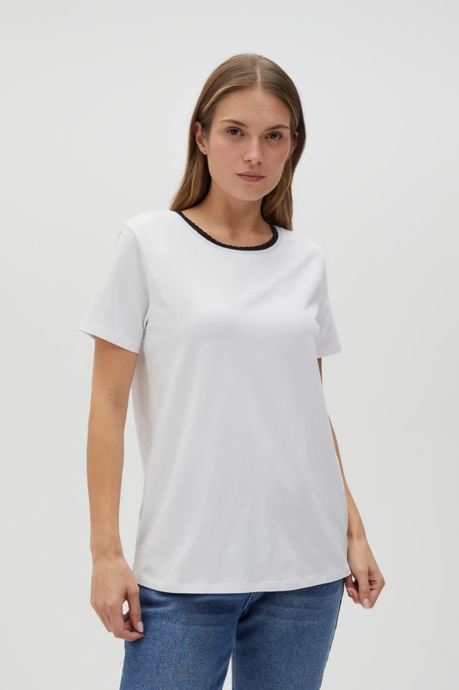 Gładka bluzka z krótkimi rękawami biała