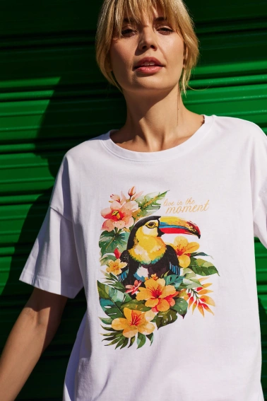 Bawełniany t-shirt z nadrukiem biały 