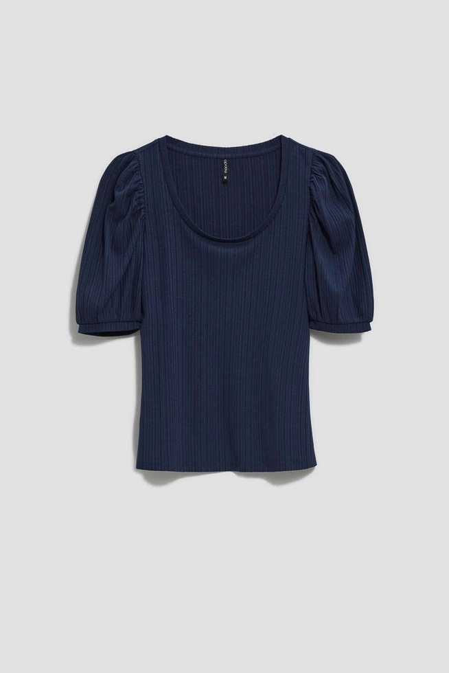 Bluzka z bufiastymi rękawami granatowa