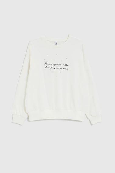 Bluza z napisem ecru