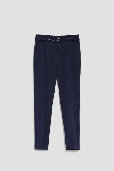 Spodnie cygaretki z paskiem granatowe