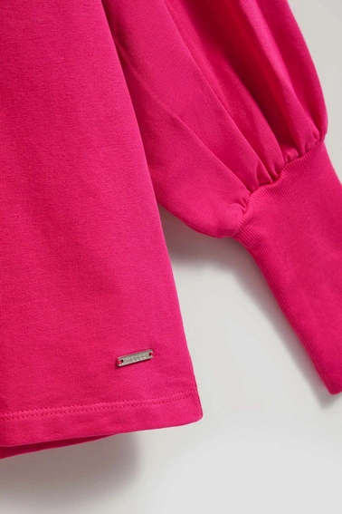 Bluza z bufiastymi rękawami fuksjowa