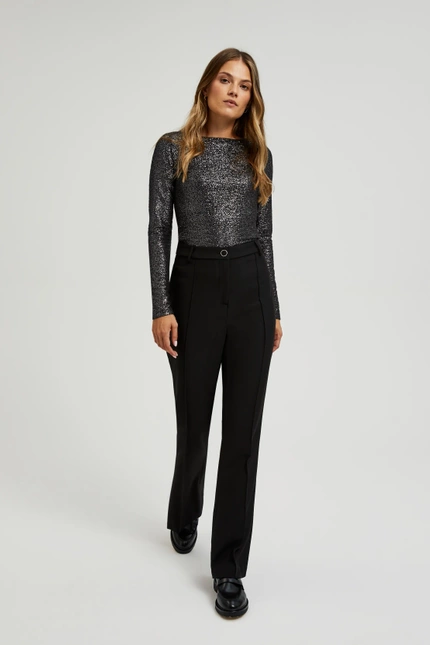 Spodnie z kantem i prostymi nogawkami czarne