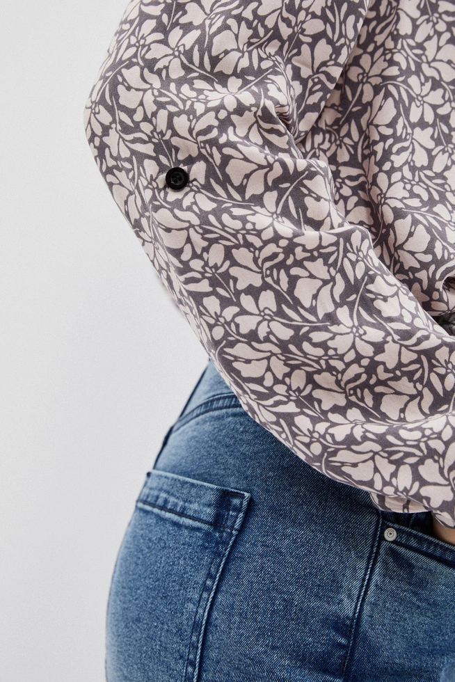Koszula z kwiatowym printem grafitowa