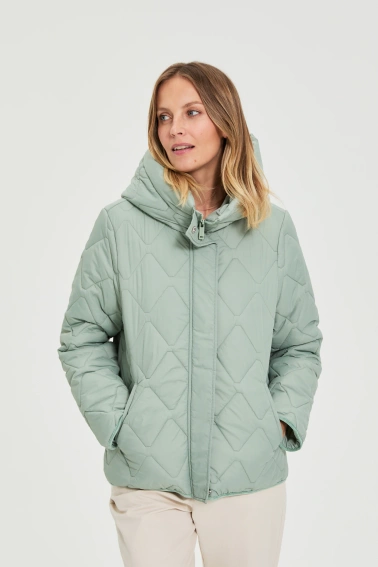 Pikowana kurtka z kapturem oliwkowa