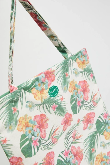 Bawełniana torba w tropikalny wzór różowa