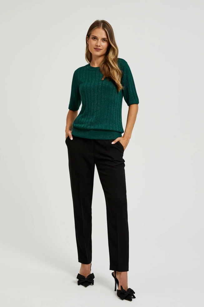 Wiskozowy sweter z metaliczną nitką zielony