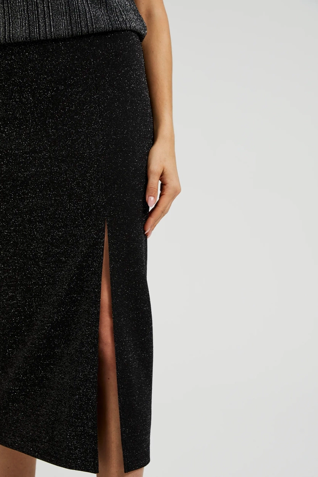 Spódnica midi z rozcięciem czarna