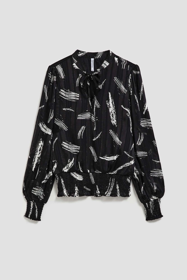 Koszula z wiązanym dekoltem czarna