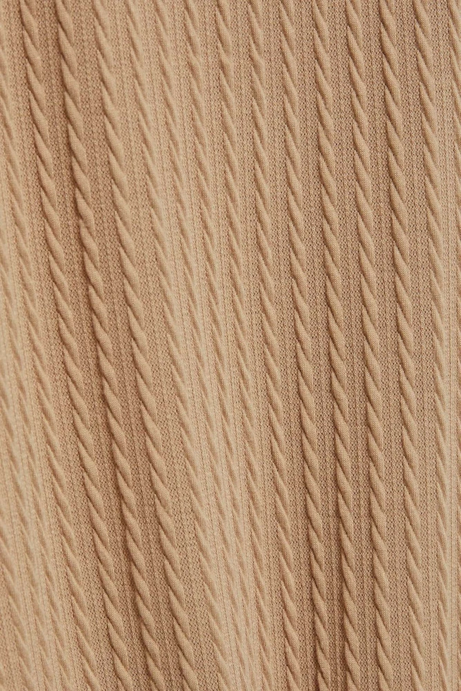 Bluzka ze strukturalnej tkaniny ciemnobeżowa