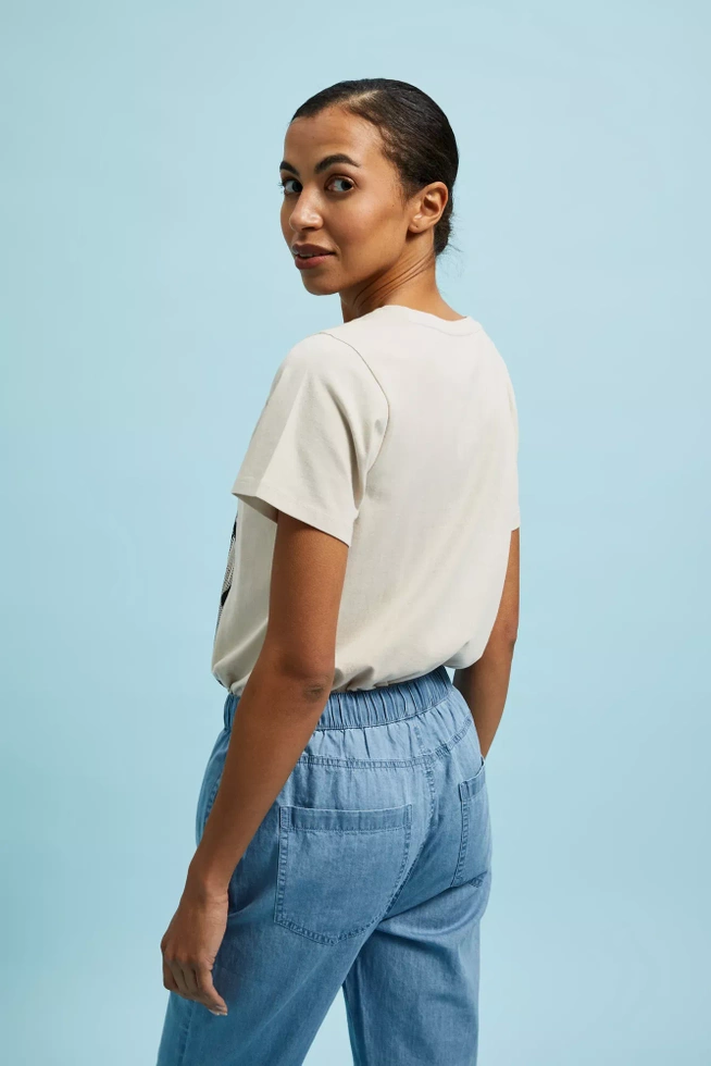 T-shirt z nadrukiem beżowy