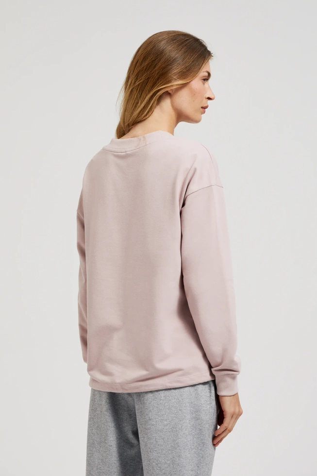 Bluza z nadrukiem i wiązaniem różowa