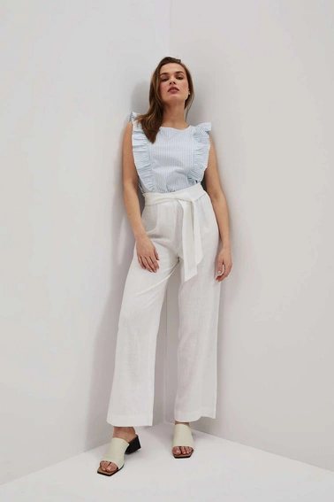 Lniane spodnie z szeroką nogawką