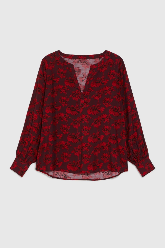 Koszula w kwiaty burgundowa