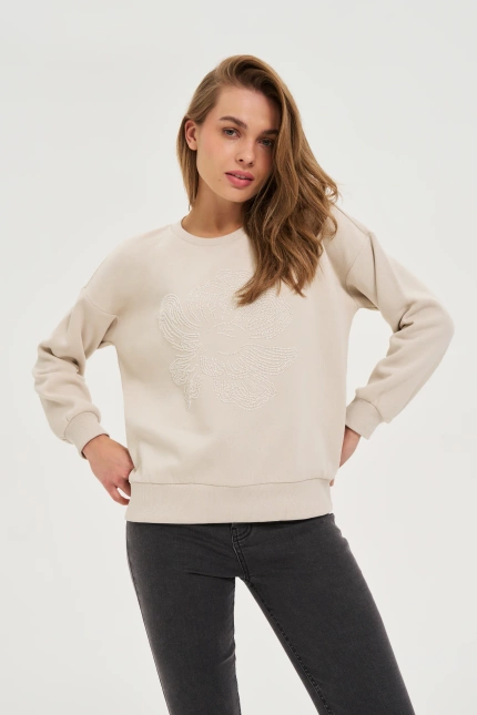 Bluza z aplikacją beżowa