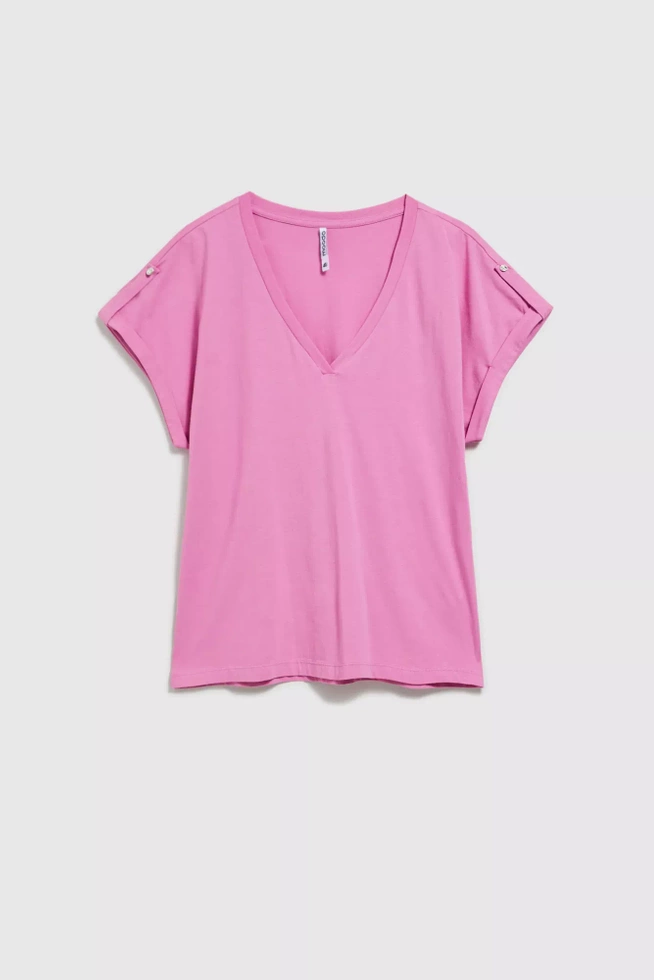 Bluzka z podwijanymi rękawami różowa
