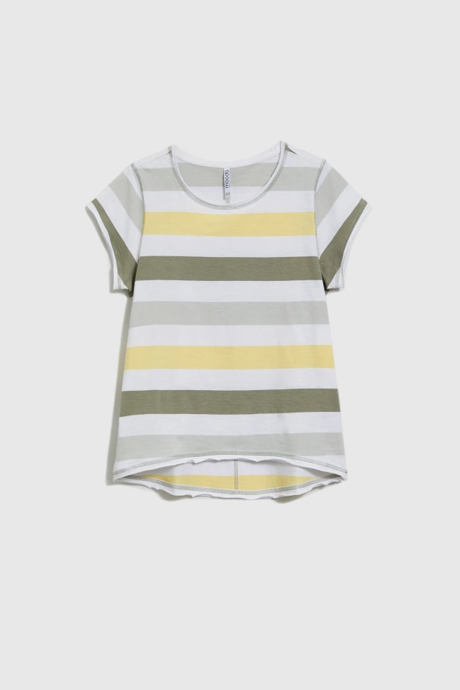 Bawełniany t-shirt w paski biały